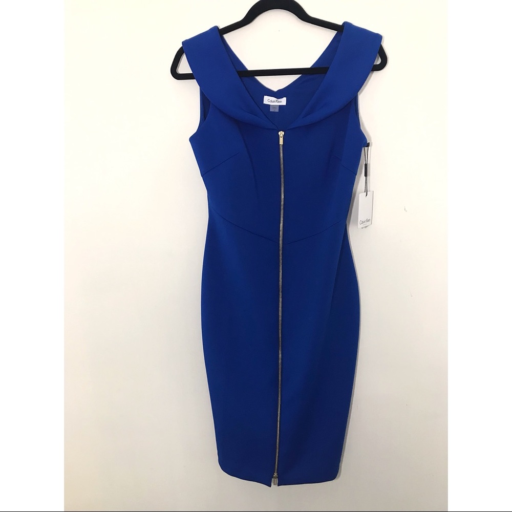 Calvin Klein Zip-Front Sheath Dress.